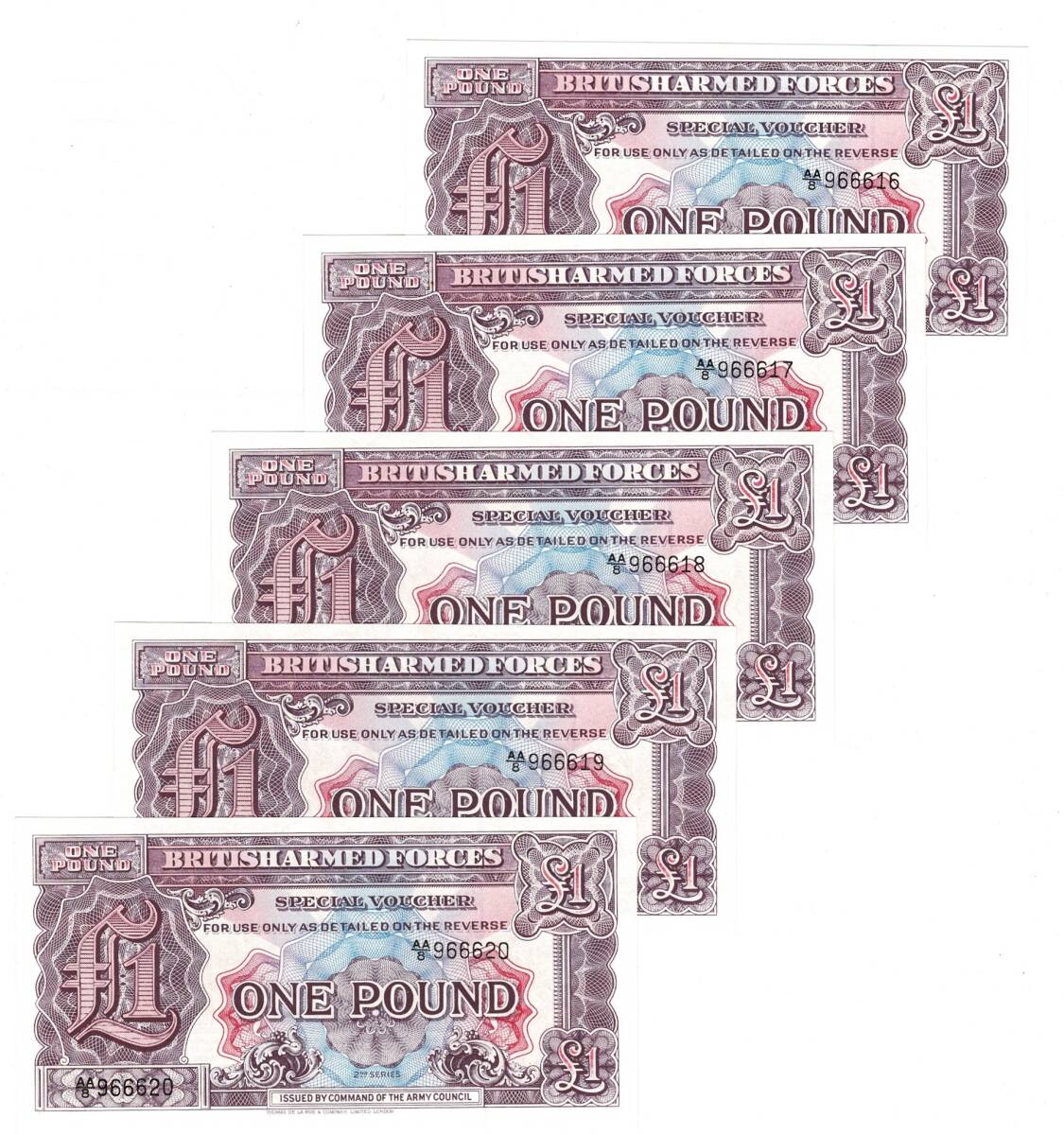 İngiltere 1948 Yılı 1 Pound Ordu Parası (5 Adet) - ÇİL YKP8817 - 1