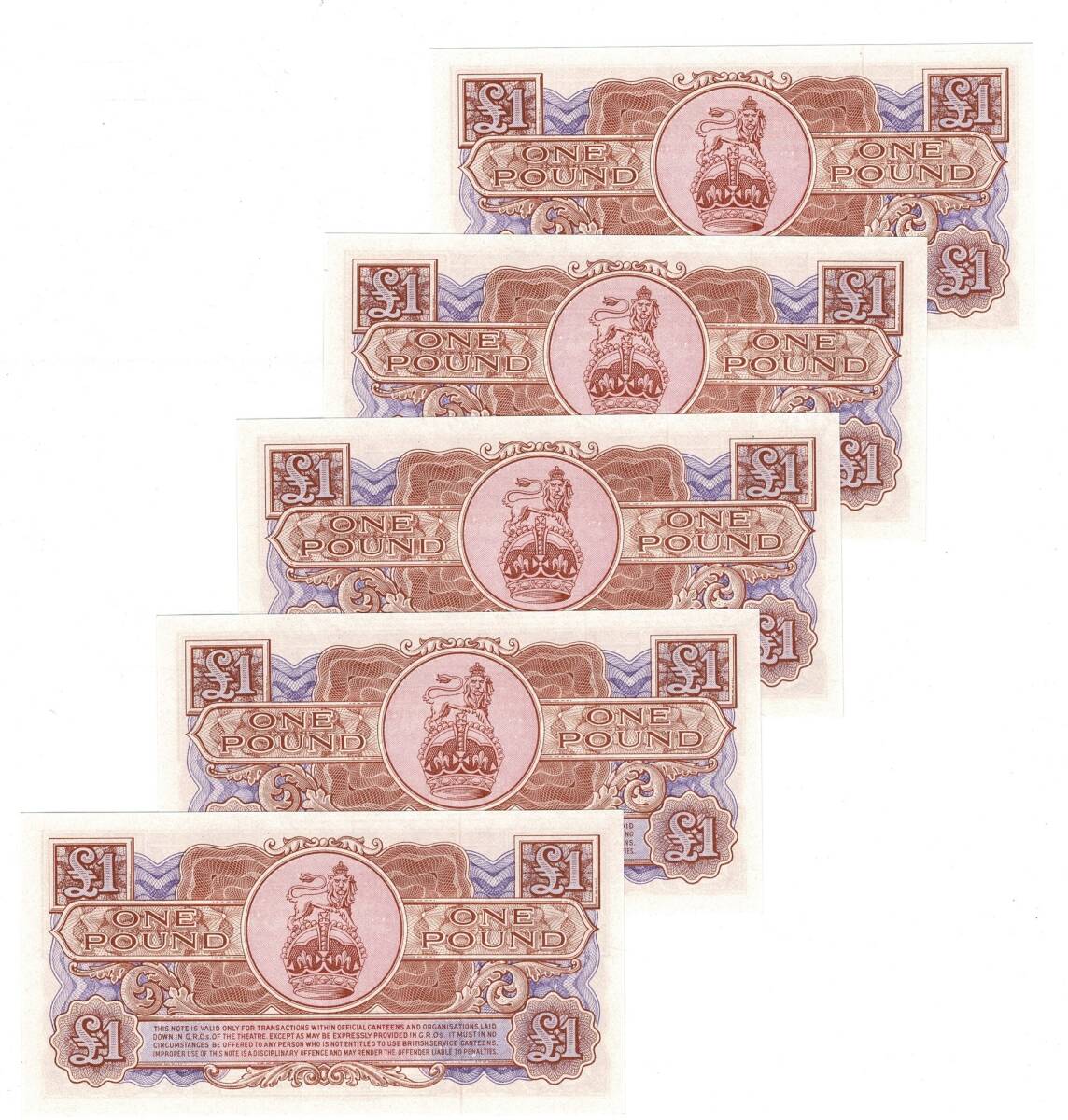 İngiltere 1956 Yılı 1 Pound Ordu Parası (5 Adet) - ÇİL YKP8819 - 2