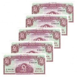 İngiltere 1962 Yılı 1 Pound Ordu Parası (5 Adet) - ÇİL YKP8818 - Gökçekoleksiyon