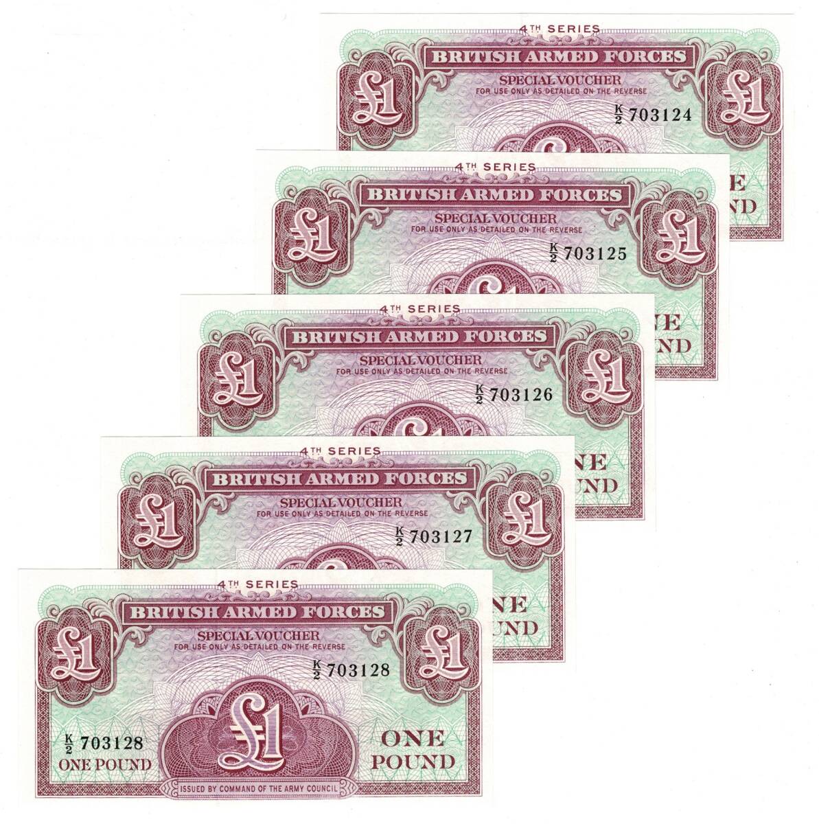 İngiltere 1962 Yılı 1 Pound Ordu Parası (5 Adet) - ÇİL YKP8818 - 1