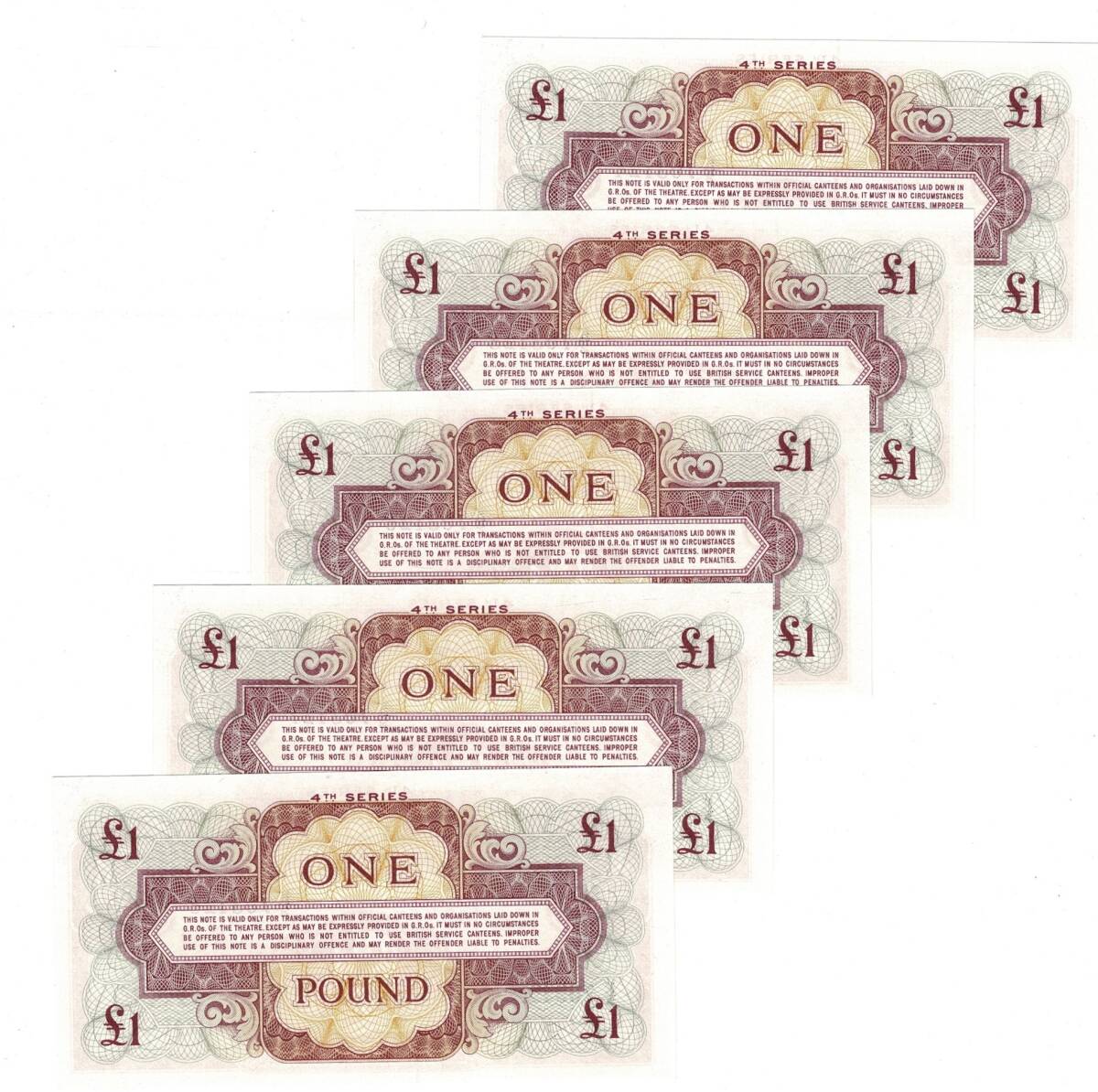 İngiltere 1962 Yılı 1 Pound Ordu Parası (5 Adet) - ÇİL YKP8818 - 2