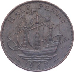 İngiltere Half Penny 1967 ' II.Elizabeth Dönemi ' ÇT+ YMP11195 - 3