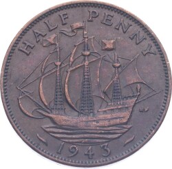 İngiltere Half Penny 1943 ' George VI Dönemi ' ÇÇT YMP11200 - Gökçekoleksiyon