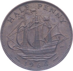İngiltere Half Penny 1966 ' Kraliçe Elizabeth II Dönemi ' ÇÇT YMP11197 - 3