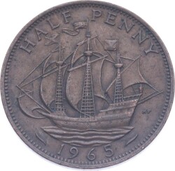 İngiltere Half Penny 1965 ' Kraliçe Elizabeth II Dönemi ' ÇÇT YMP11198 - Gökçekoleksiyon