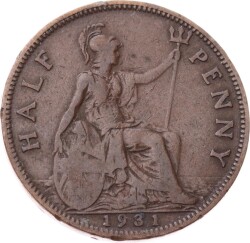İngiltere ½ Penny 1931 *Kral George V* ÇT YMP11253 - Gökçekoleksiyon