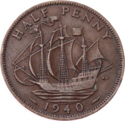 İngiltere ½ Penny 1940 *Kral George VI* ÇÇT YMP11254 - Gökçekoleksiyon