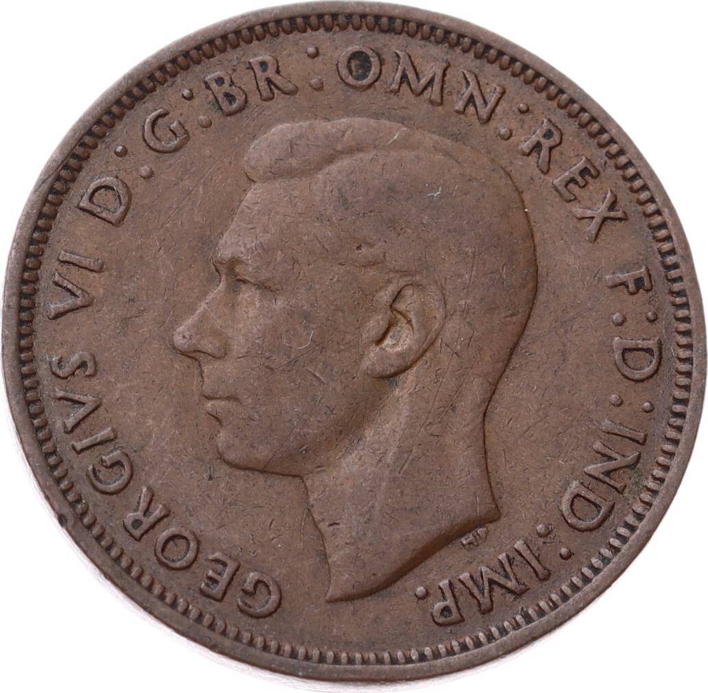 İngiltere ½ Penny 1943 *Kral George VI* ÇÇT YMP11255 - 2