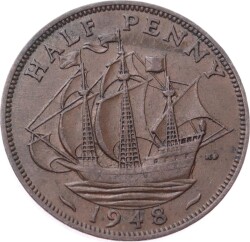 İngiltere ½ Penny 1948 *Kral George VI* ÇÇT YMP11258 - Gökçekoleksiyon