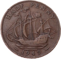 İngiltere ½ Penny 1949 *Kral George VI* ÇÇT YMP11259 - Gökçekoleksiyon
