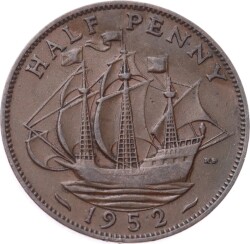 İngiltere ½ Penny 1952 *Kral George VI* ÇÇT YMP11260 - Gökçekoleksiyon