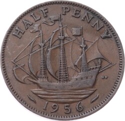 İngiltere ½ Penny 1956 *Kraliçe Elizabeth II* ÇÇT YMP11262 - Gökçekoleksiyon