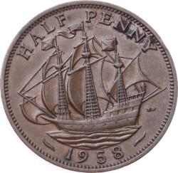 İngiltere ½ Penny 1958 *Kraliçe Elizabeth II* ÇÇT YMP11264 - Gökçekoleksiyon