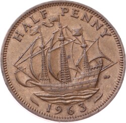 İngiltere ½ Penny 1963 *Kraliçe Elizabeth II* ÇÇT YMP11267 - Gökçekoleksiyon