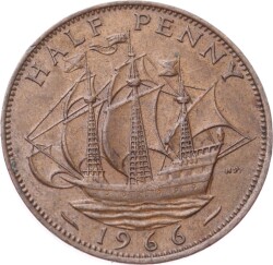 İngiltere ½ Penny 1966 *Kraliçe Elizabeth II* ÇÇT YMP11270 - Gökçekoleksiyon