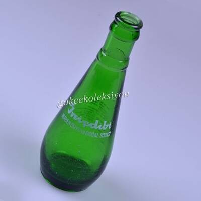 İnişdibi Doğal Maden Suyu Şişesi – Orijinal Etiketli (yeşil cam, yazılı şişe) CMK222 - 1