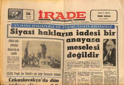 İrade Milletindir Gazetesi 26 Ocak 1969 - Sophia Loren İle Ömer Şerif Bambi Ödülünü Kazandılar GZ117300 - 1