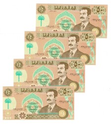 Irak 1991 Yılı 50 Dinar (4 Adet) *Saddam Hüseyin* ÇİL YKP8789 - 