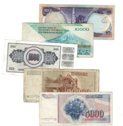Irak/İran/Yugoslavya Yabancı Kağıt Para Lotu Temiz/ÇT YKP8529 - 2