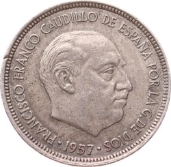  İspanya 5 Pesetas (1957) *General Francisco Franco Portreli* - ÇÇT YMP11303 - 2