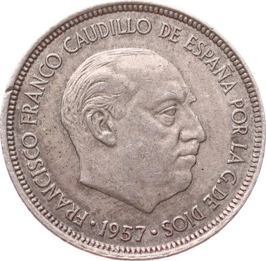  İspanya 5 Pesetas (1957) *General Francisco Franco Portreli* - ÇÇT YMP11303 - 2