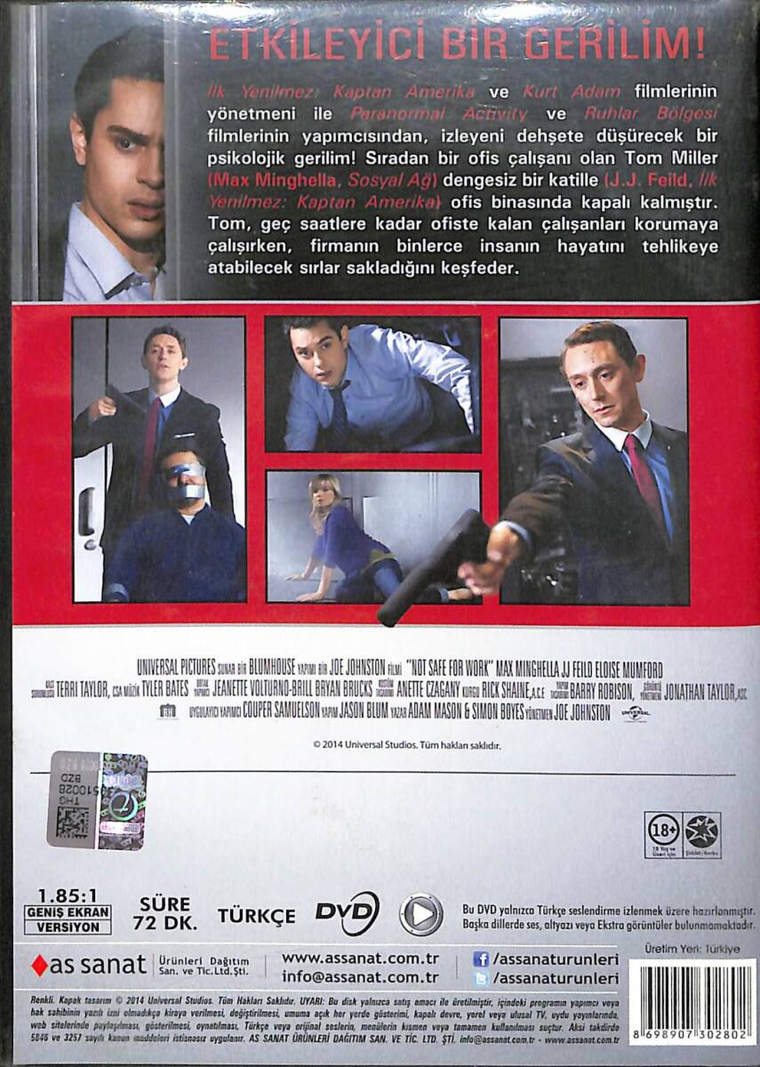 İş Yeri İçin Uygun Değil (Not Safe for Work) – Orijinal DVD (İkinci El) * Max Minghella, JJ Feild, Eloise Mumford, Christian Clemenson – 2014 * DVD2969 - 2