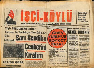 İşçi-Köylü Gazetesi 22 Mayıs 1970 - Çalışma Bakanı S. Öztürk En Büyük İşçi Düşmanıdır GZ117268 - 1