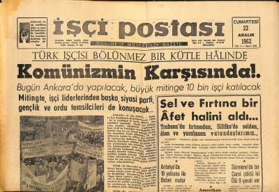 İşçi Postası Gazetesi 22 Aralık 1962 - 25 Bin Mahalle Bekçisi Teşkilatsız Bir Hâlde GZ117317 - 1