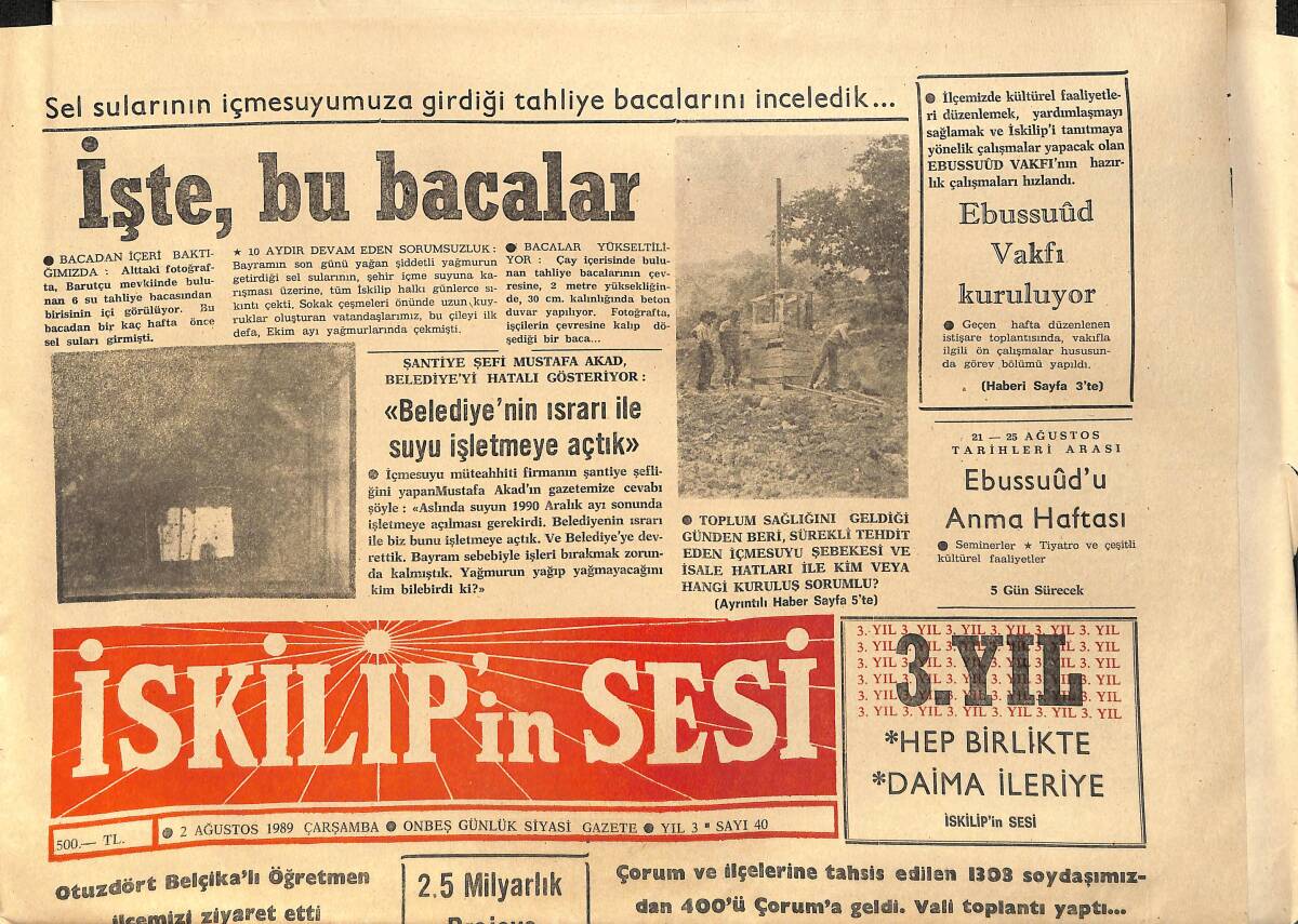 İskilip'in Sesi Gazetesi 2 Ağustos 1989 - Göçmen Soydaşlarımız İskilip'e Geliyor - Mehmet Kıday 