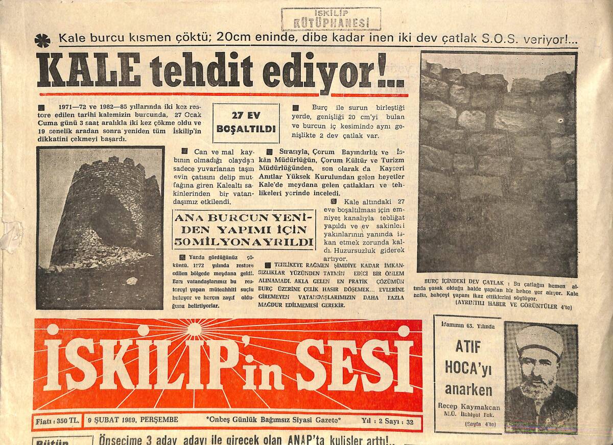 İskilip'in Sesi Gazetesi 9 Şubat 1989 - Gözler ANAP'a Çevrildi - DYP'nin Tek Aday Adayı Murat Manici GZ153586 - 1