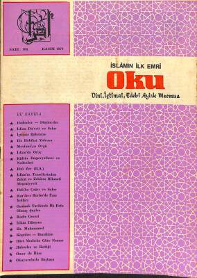 İslamın İlk Emri Oku Dini İçtimai Edebi Aylık Mecmua Sayı 104 Kasım 1970 - Abdülhalık Duran, Osman Cilacı NDR82332 - 1