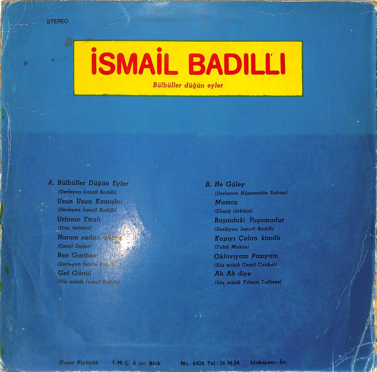 İsmail Badıllı - Bülbüller Düğün Eyler LP PLAK (10/7.5) PLK26538 - 2