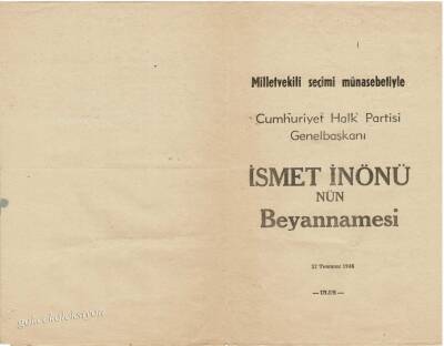 İsmet İnönü 1946 Yılı Seçim Beyannamesi EFM336 - 5