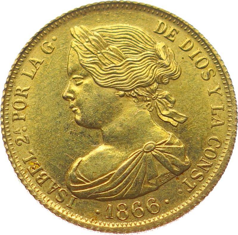 İspanya 100 Reales 1866 *Isabel II* ÇİL YMP10972 #971 - 1