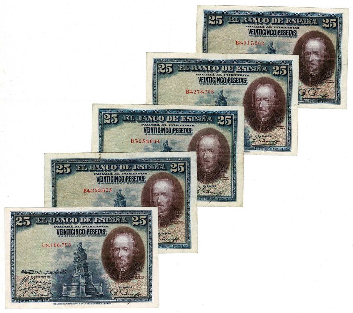 İspanya 1928 Yılı 25 Pesetas (5 Adet) ÇT YKP8783 - 1