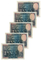 İspanya 1928 Yılı 50 Pesetas (5 Adet) ÇT YKP8782 - 2