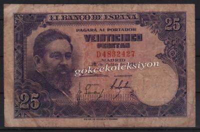 İspanya 25 Peseta 1954 Temiz YKP621 - 1