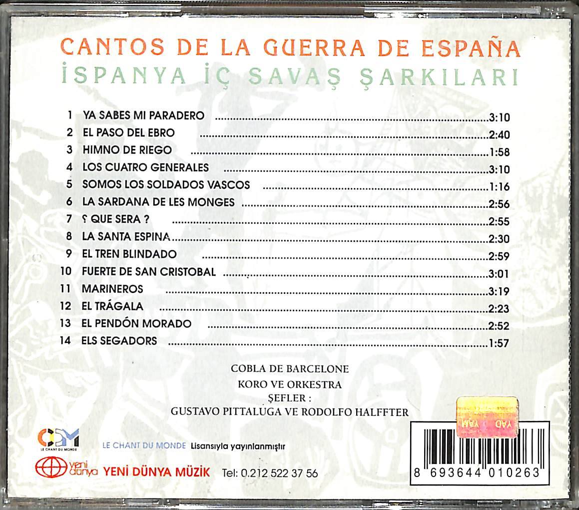 İspanya İç Savaş Şarkıları CD (İkinci El) CD4410 - 2