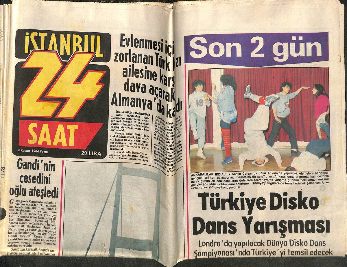 İstanbul 24 Saat Gazetesi 4 Kasım 1984 - Türkiye Disko Dans Yarışması - Hülya Işıl Yepyeni Bir Modanın Öncüsü Oldu GZ141701 - 1