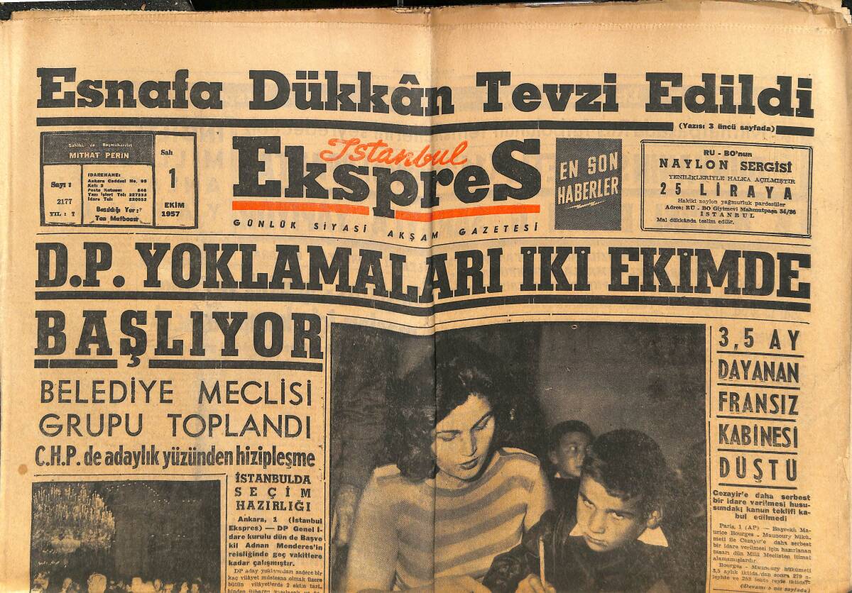 İstanbul Ekspres Gazetesi 1 Ekim 1957 - Jane Mainsfield Londra'da - Halkın Sevgili Artisti Güzel Silvana Pampanini GZ143889 - 1