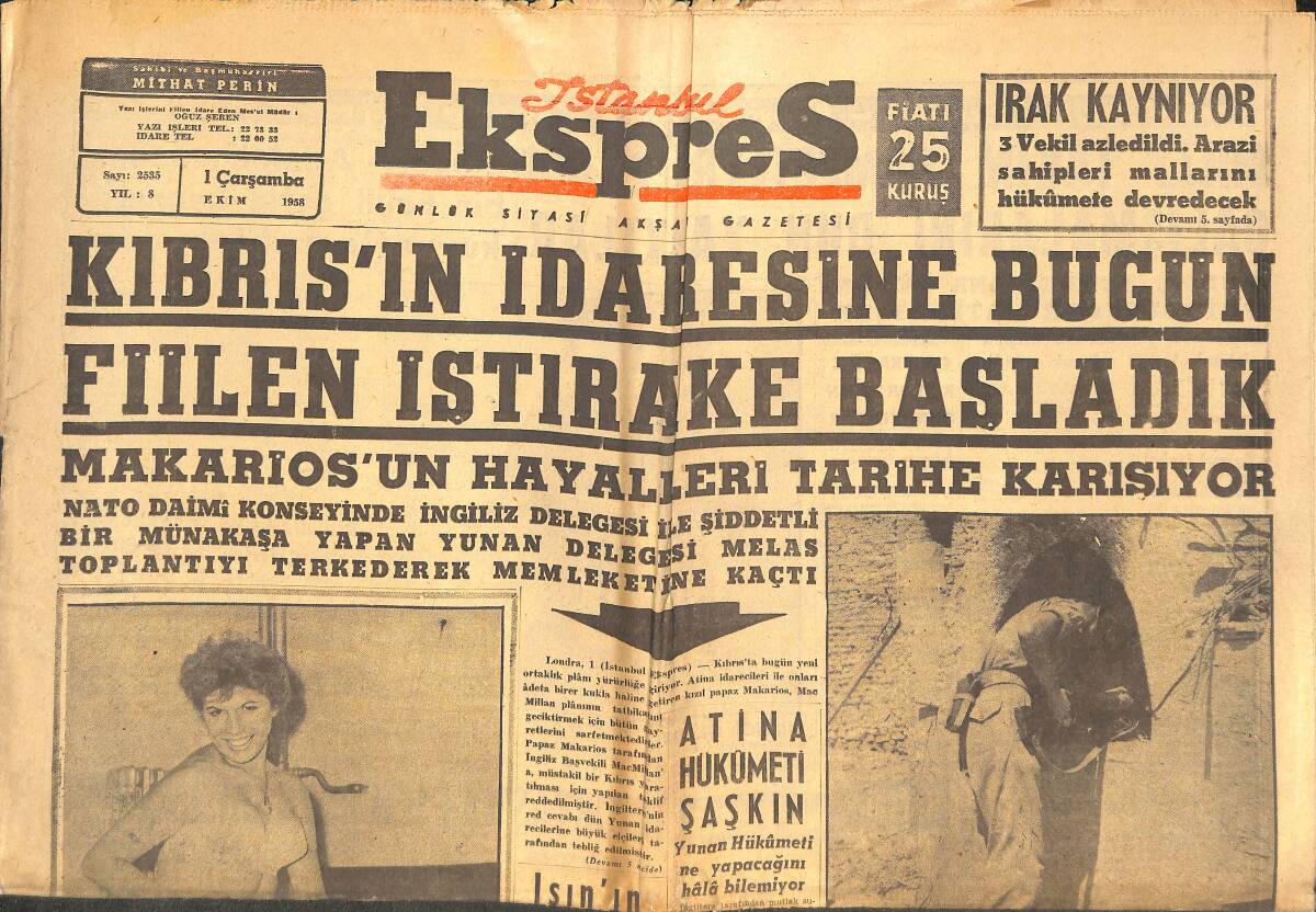 İstanbul Ekspres Gazetesi 1 Ekim 1958 - Şebinkarahisar'da Uranyum Bulundu - Atina Hükümeti Şaşkın GZ143747 - 1