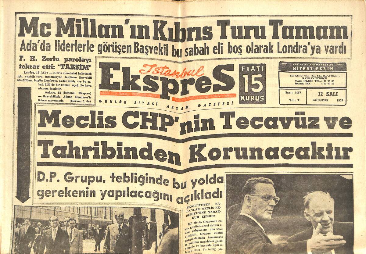 İstanbul Ekspres Gazetesi 12 Ağustos 1958 - Cezayir'de Bir Haftada 562 Milliyetçi Asi Öldü GZ143753 - 1