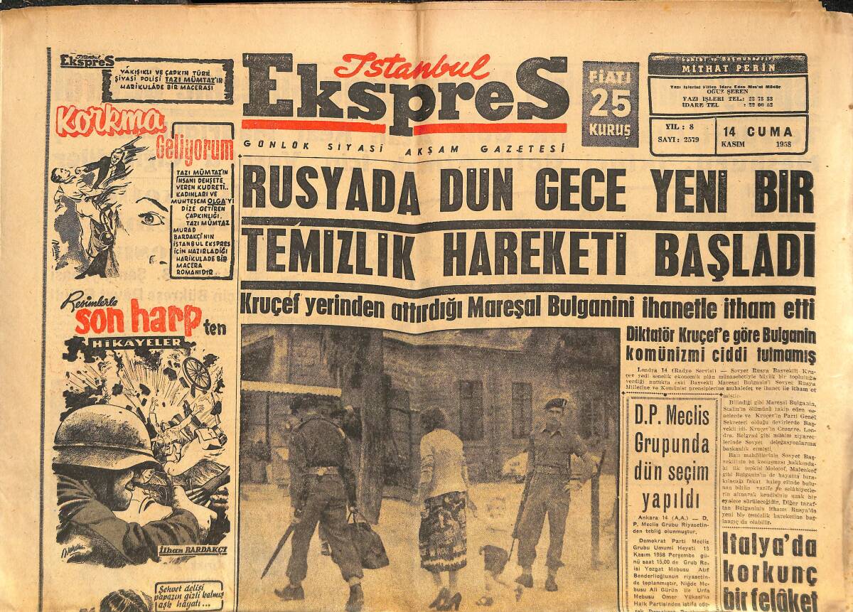 İstanbul Ekspres Gazetesi 14 Kasım 1958 - Zsa Zsa Ve Lanza - Beyazperdenin 3 Güzeli Hayatından Bezmiş GZ143862 - 1