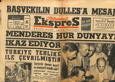 İstanbul Ekspres Gazetesi 25 Eylül 1957 - Prenses Fazıla Yolda, Gina Lollobrigida, Menderes İkazda GZ109231 - 1