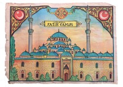 İstanbul Fatih Camisi Taş Baskı Orta Boy Kartpostal (56x40 cm) KRT8724 - Gökçekoleksiyon