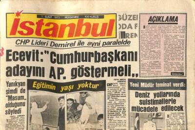 İstanbul Gazetesi 1 Şubat 1973 - Ecevit Cumhurbaşkanı Adayını AP. Göstermeli GZ109847 - 1