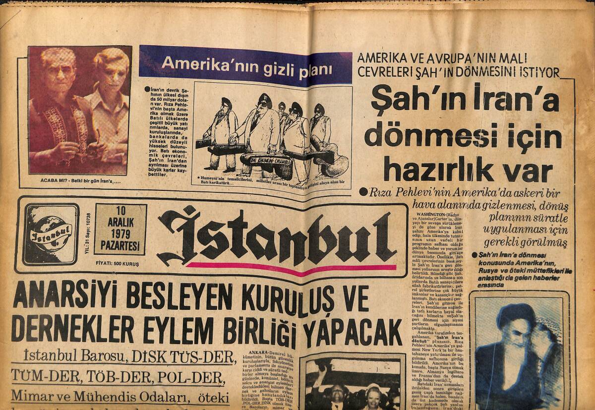 İstanbul Gazetesi 10 Aralık 1979 - Şah'ın İran'a Dönmesi İçin Hazırlık Var - CHP, Basını Boykot Etti GZ148599 - 1