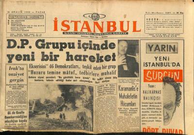 İstanbul Gazetesi 14 Aralık 1958 - Amerika Fezaya Roketle Dün Bir Maymun Fırlattı GZ83042 - 1