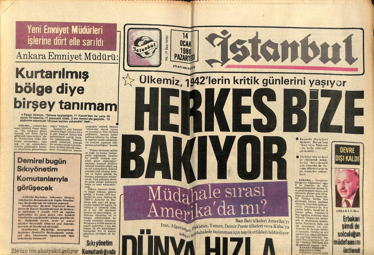 İstanbul Gazetesi 14 Ocak 1980 - ABD Silah Satışında Rakip Tanımıyor - Dünya Hızla Bir Savaşa Gidiyor GZ148596 - 1