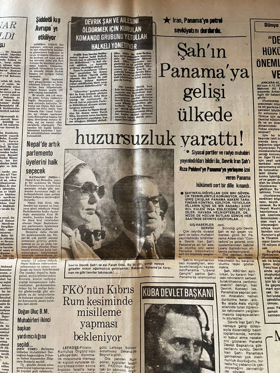 İstanbul Gazetesi 20 Aralık 1979 - Şah'ın Panama'ya Gelişi Ülkede Huzursuzluk Yarattı - İran Şahı Ve Farah Diba GZ148594 - 2
